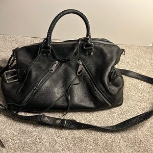 Rebecca Minkoff Black Leather Tote with Zippers